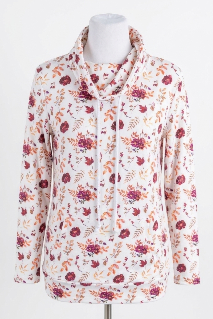 NEW MICHELLE MAE soft funnel neck top in autumn floral